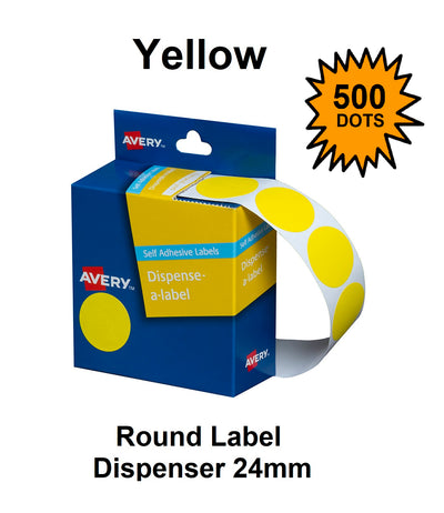 Yellow 24mm - Coloured Dots Label Dispenser