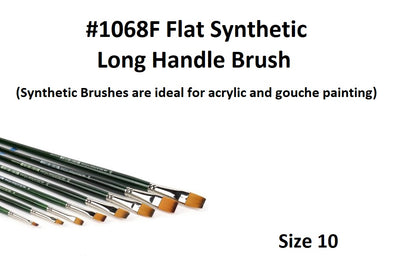 Size 10 - Synthetic 1068 Long Handle Brush - Flat