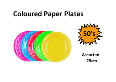 Coloured Paper Plates 23cm 50’s