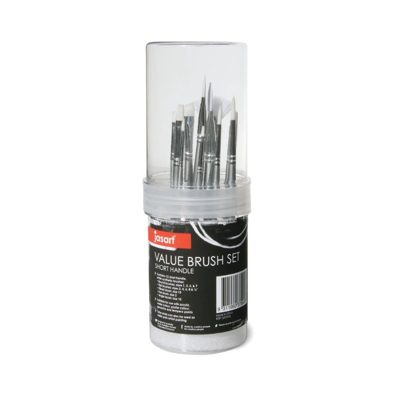 Tub of 12 - Jasart White Synthetic Brushes