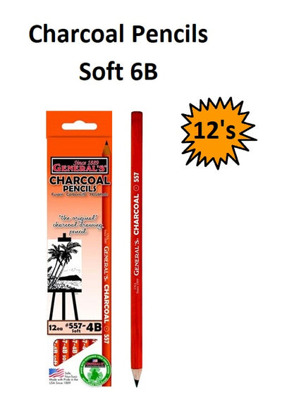6B (Box of 12) - General's Charcoal Pencils