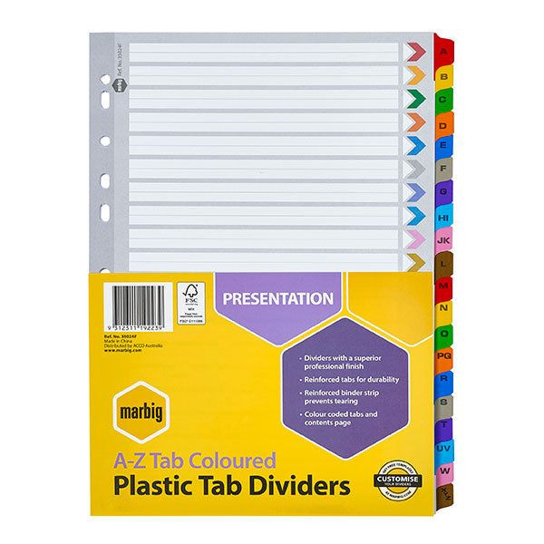 A-Z - Heavy Duty Indices with Plastic Tabs