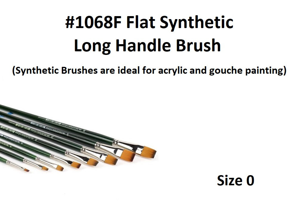 Size 0 - Synthetic 1068 Long Handle Brush - Flat