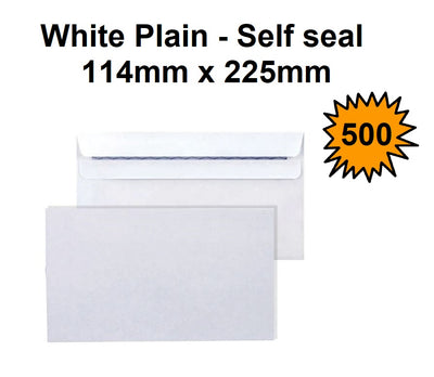 DLE Envelopes (E20) - White Plain Self Seal - Box of 500