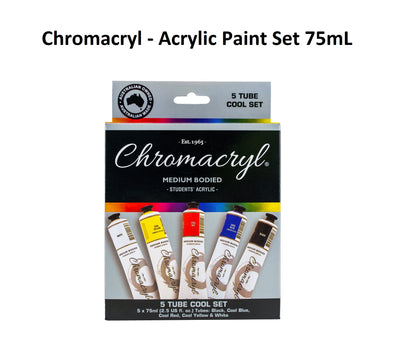 Chromacryl Acrylic Paint Set 75mL (Set of 5 Cool)