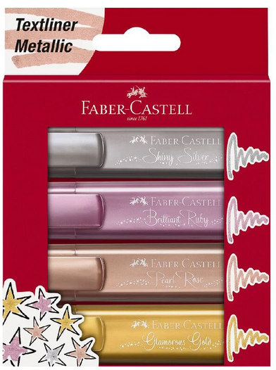 Set of 4 Metallic - Faber Castell Textliner Highlighters