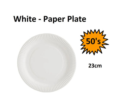 Paper Plate White 23cm 50’s