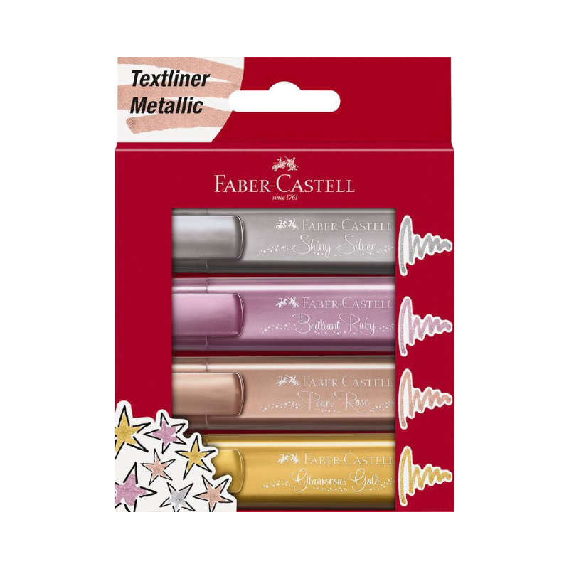 Set of 4 Metallic - Faber Castell Textliner Highlighters