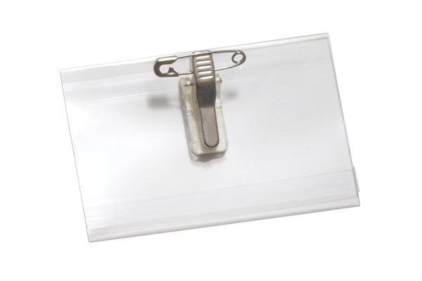Plastic Name Badge with Pin and Clip - Sold Singly