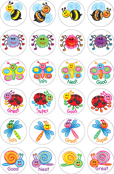 Kid Drawn Bugs - Merit Stickers (Pack of 96)