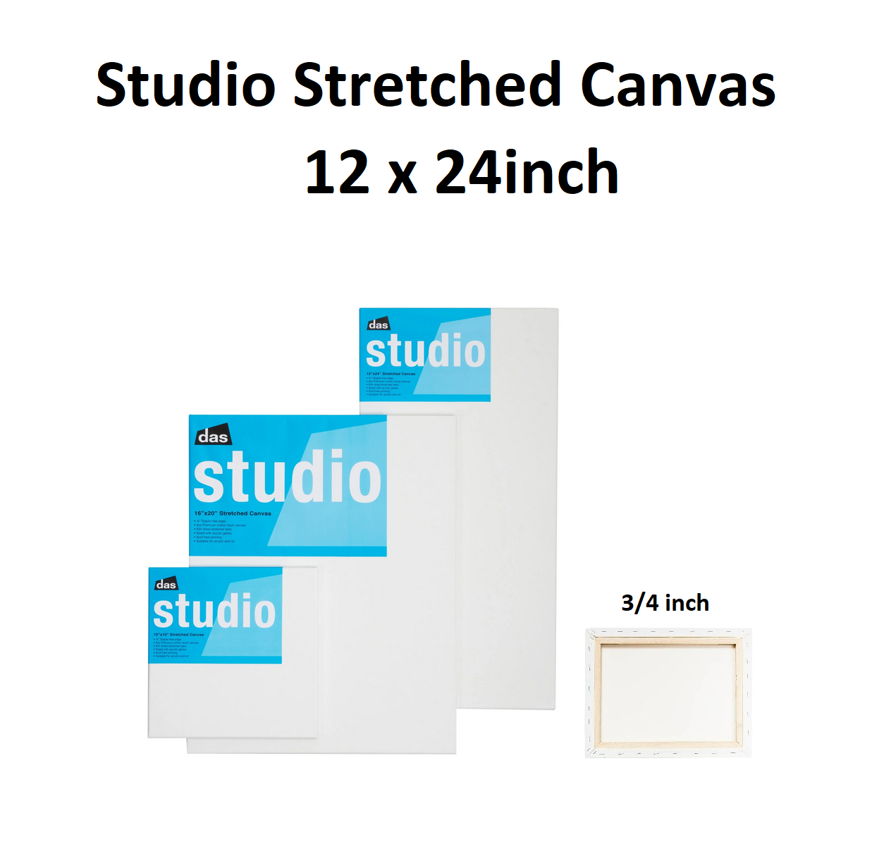 12 x 24 inch - Studio Stretched Canvas 3/4 inch