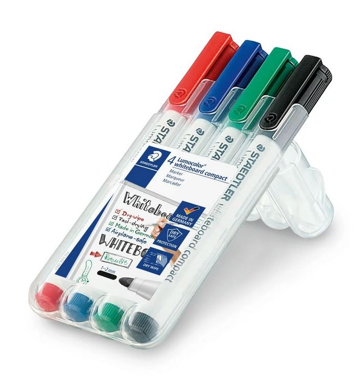Wallet of 4 - Fine Tip Staedtler Whiteboard Markers