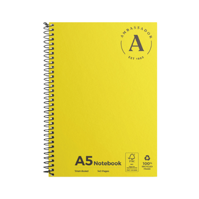 A5 soft cover Ambassadoe Notebook spiral 140 pages