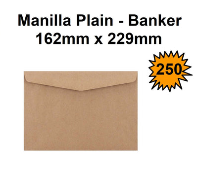 C5 Envelopes (E23) - Manilla Plain Banker - Box of 250