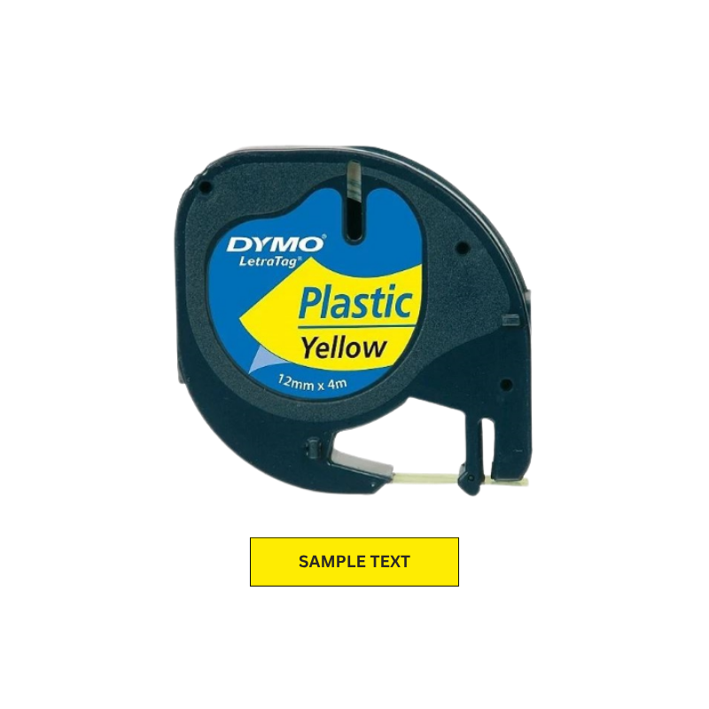 Yellow Plastic - 12mm x 4M Dymo Letratag Label Tape