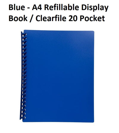 Blue - A4 Refillable Clearfile 20 Pocket
