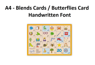 A4 - Blends Cards - Handwritten Font - Butterflies Card
