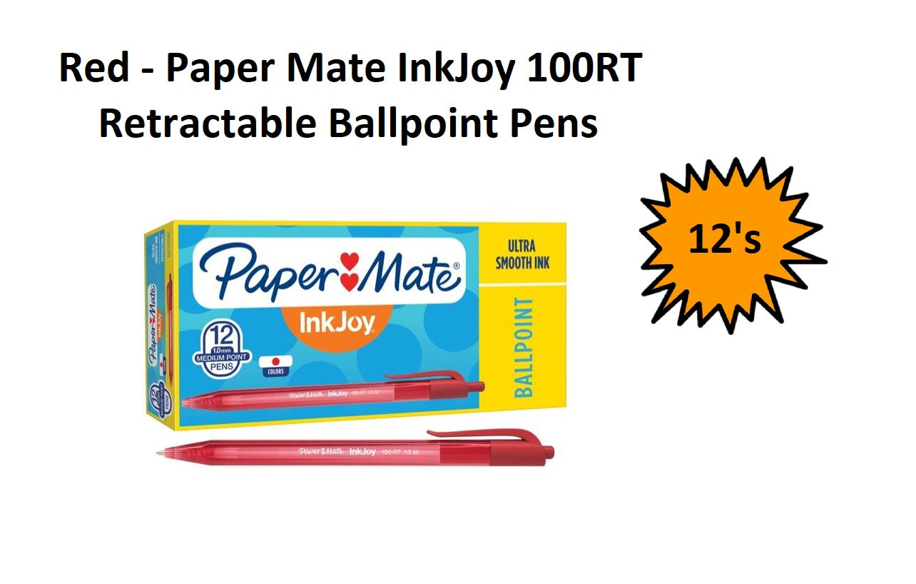 Red (Box of 12) - Papermate Inkjoy 100RT Ballpoint Pens