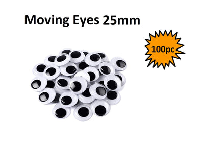 Wiggle Eyes - Black and White 25mm (100pcs)