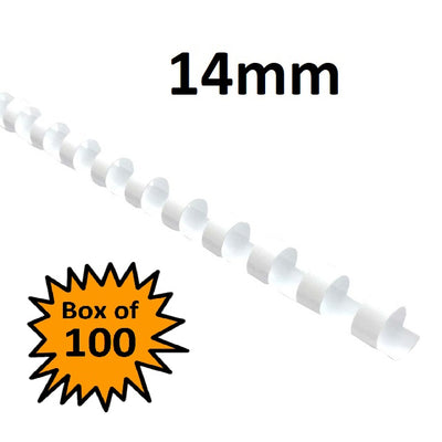 White 14mm - Binding Coils (Box of 100)