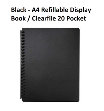 Black - A4 Refillable Clearfile 20 Pocket