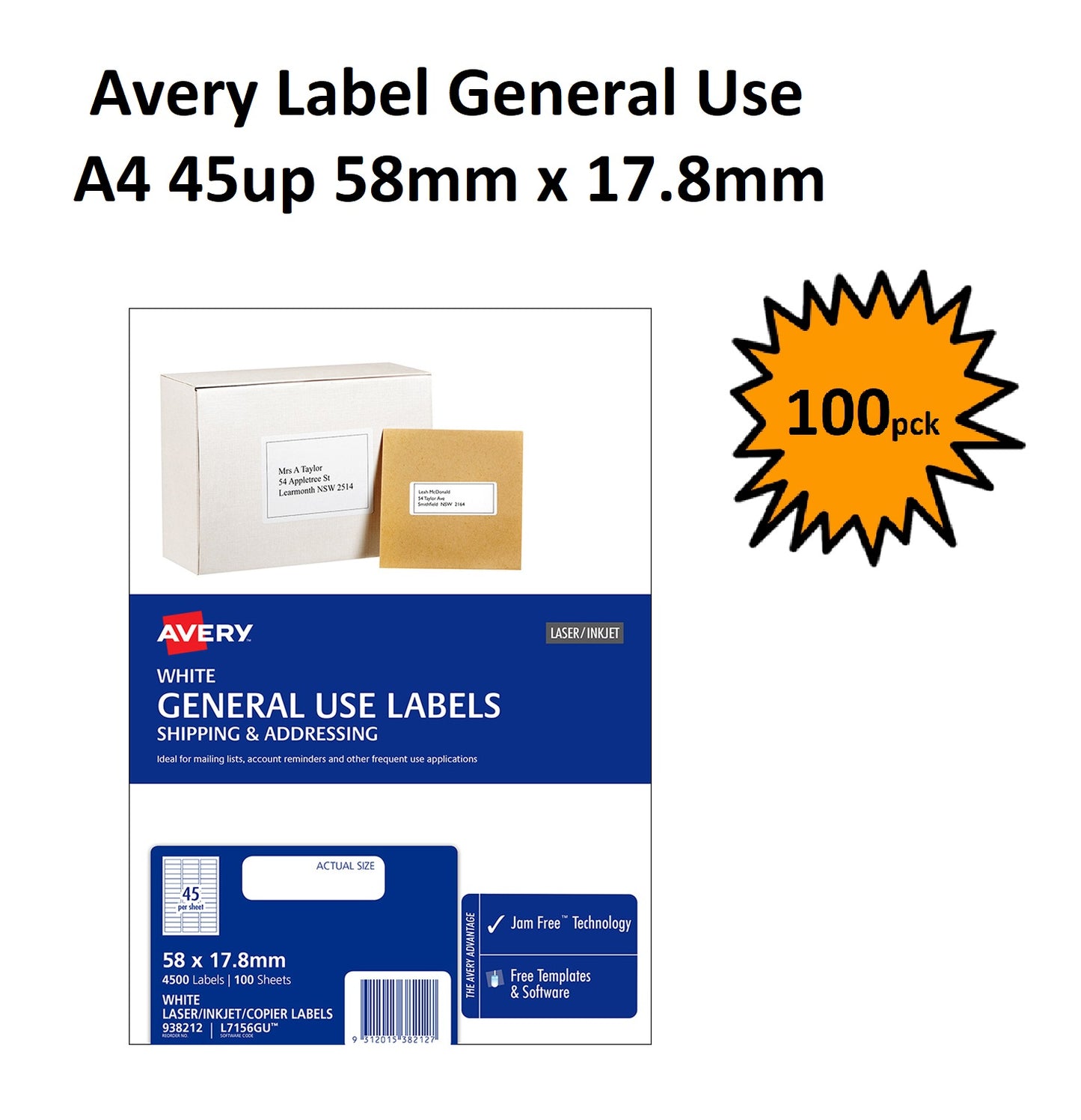 Avery Brand General Copier Labels - 45 Per Sheet 100 sheets