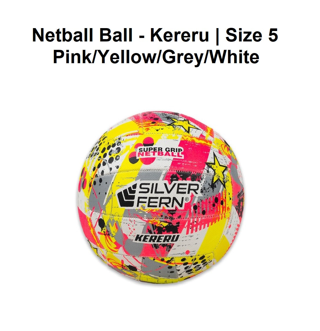 Netball Ball - Kereru | Size 5 - Pink/Yellow/Grey/White