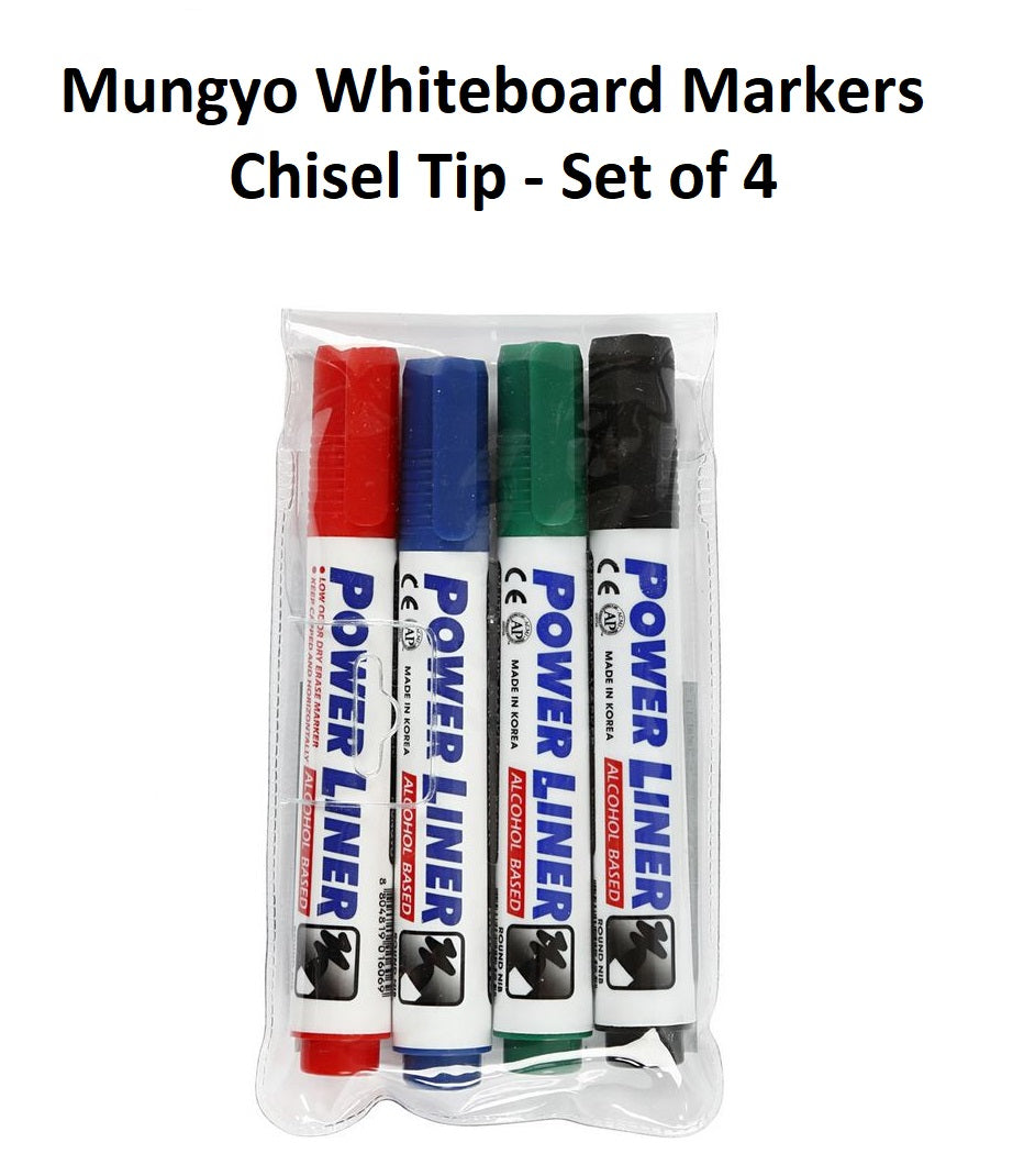 Set of 4 - Chisel Tip Mungyo Whiteboard Markers