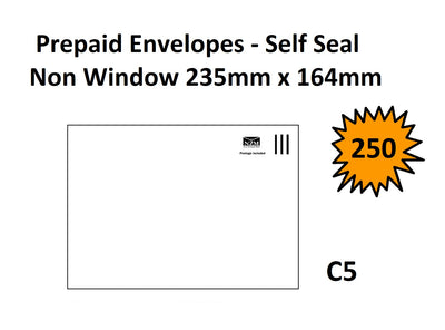 C5 Self Seal Non Window 250's - Prepaid Envelopes