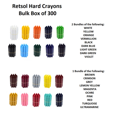 Retsol Hard Crayons - Bulk Box of 300