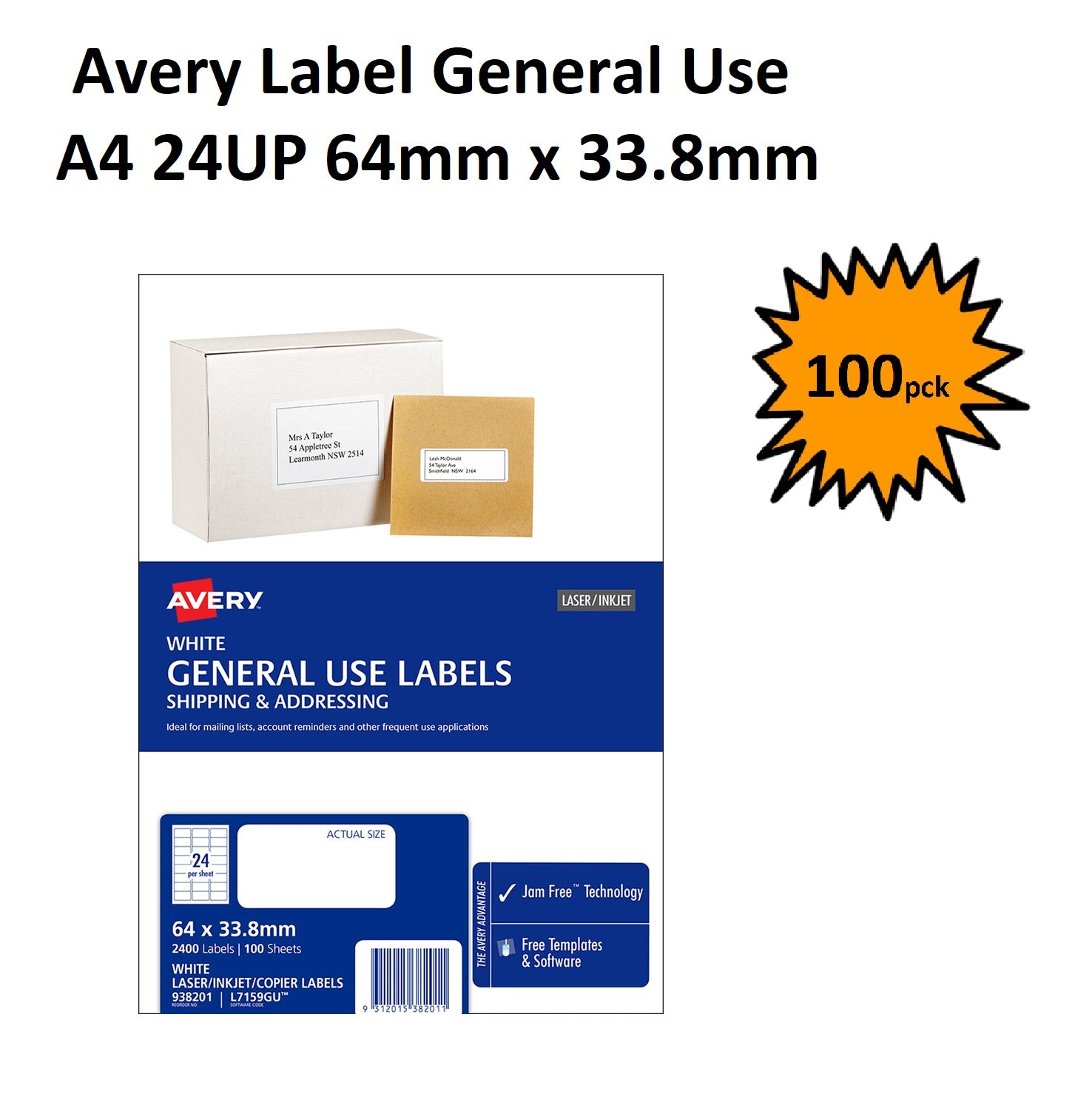 Avery General Copier Labels - 24 Per Sheet 100 sheets – Educational