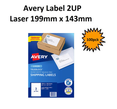Avery Brand Laser Labels - 2 Per Sheet 100 sheets