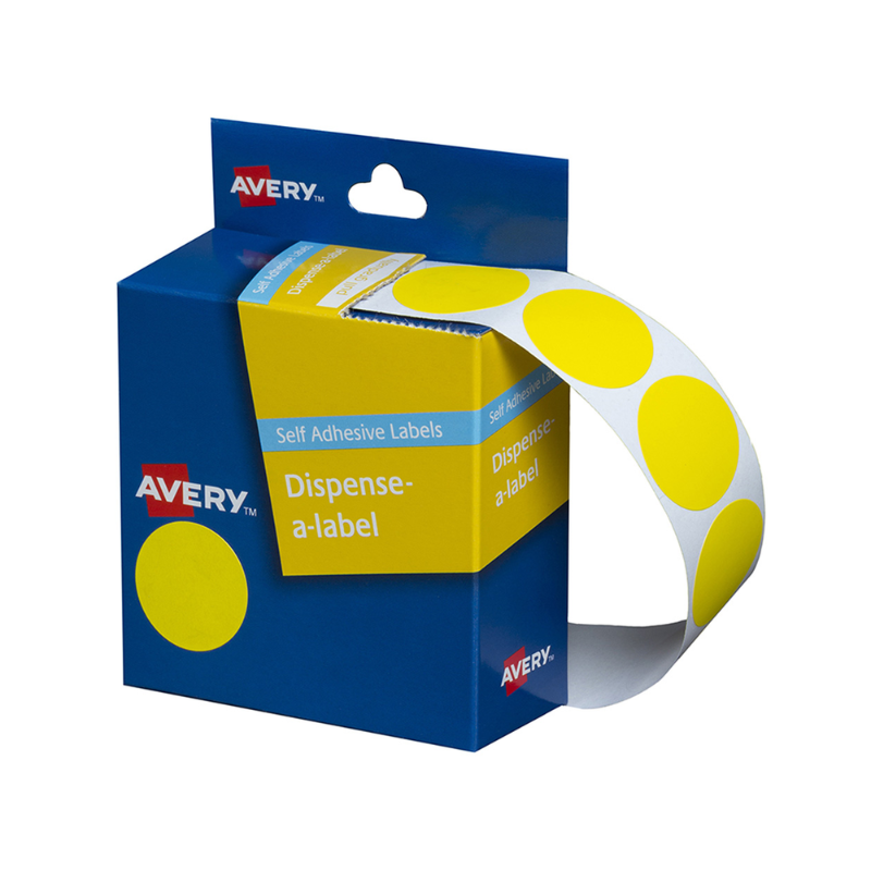 Yellow 24mm - Coloured Dots Label Dispenser