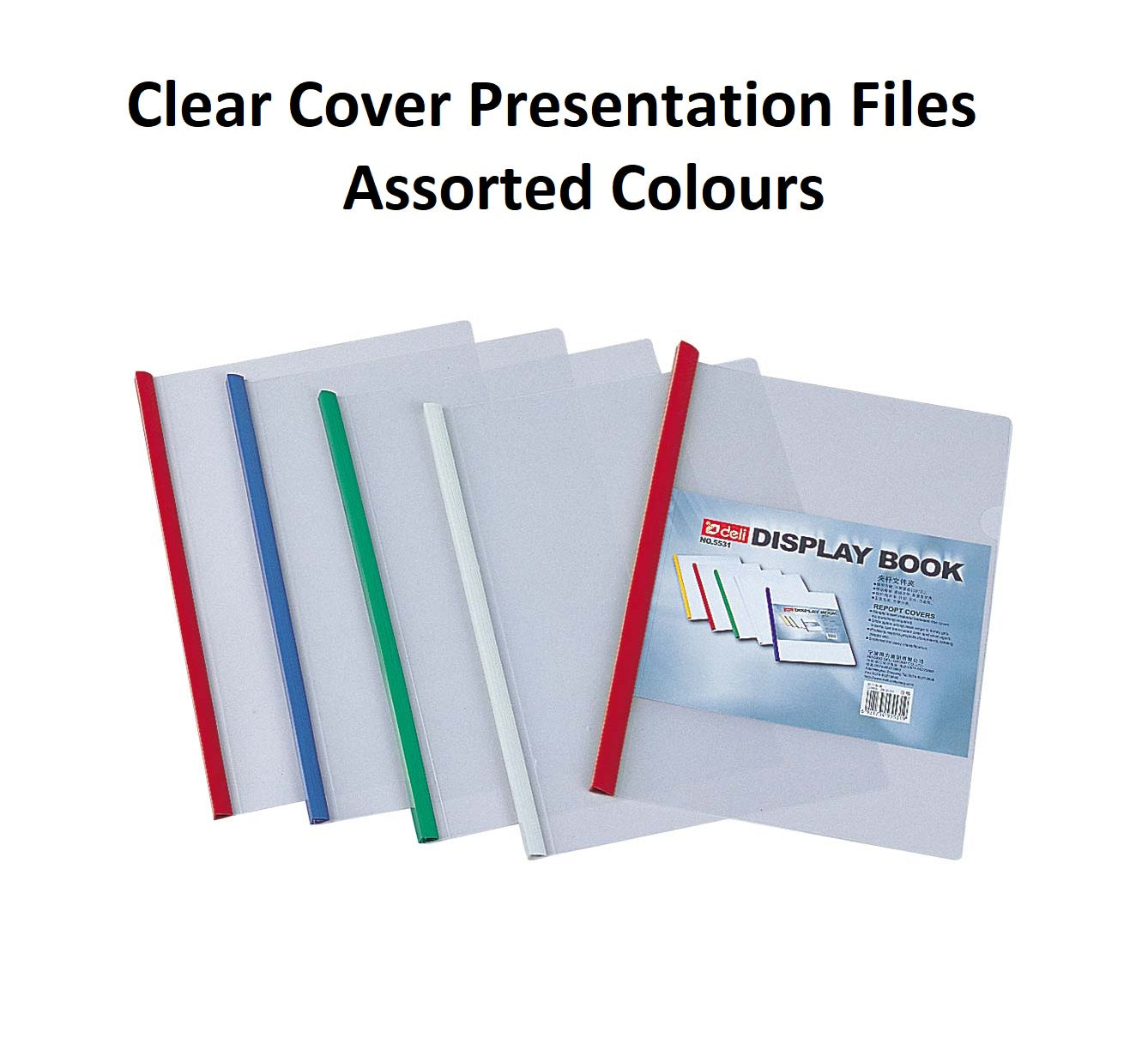 Clear Cover Presentation Files - Pack of 5 Assorted Colours