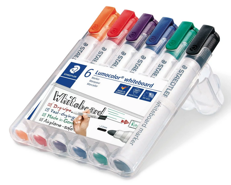 Assorted Set of 6 - Bullet Tip Staedtler Whiteboard Markers