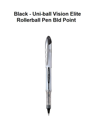 Black 0.8mm - Uniball Vision Elite Rollerball Ink Pen