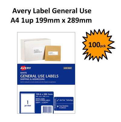 Avery Brand General Copier Labels - 1 Per Sheet 100 sheets