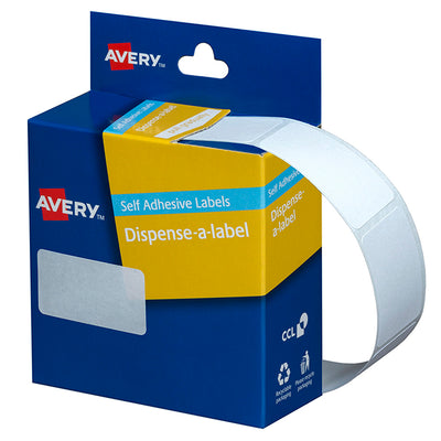 24 x 38mm - White Rectangle Labels Dispenser - 380's