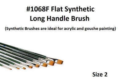 Size 2 - Synthetic 1068 Long Handle Brush - Flat
