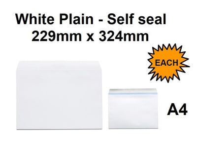 E31 Envelope (SINGLE) - C4 White Plain Self seal 229mm x 324mm