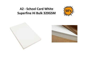 A2 - White School Card 320gsm 50's