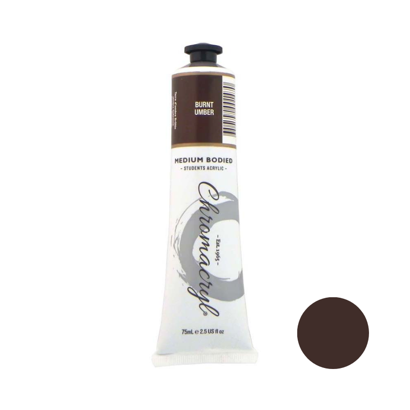 Burnt Umber 75ml - Chromacryl Acrylic Paint