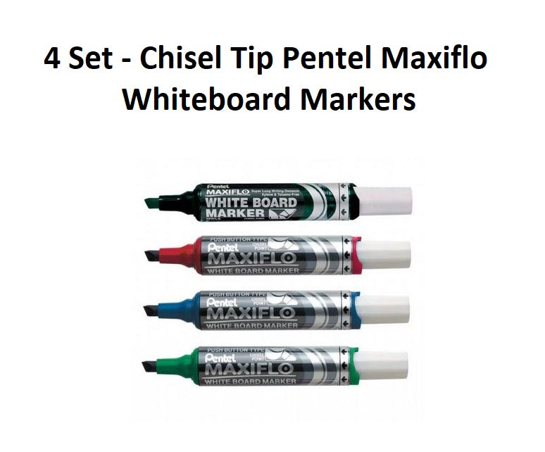 4 Set - Chisel Tip Pentel Maxiflo Whiteboard Markers