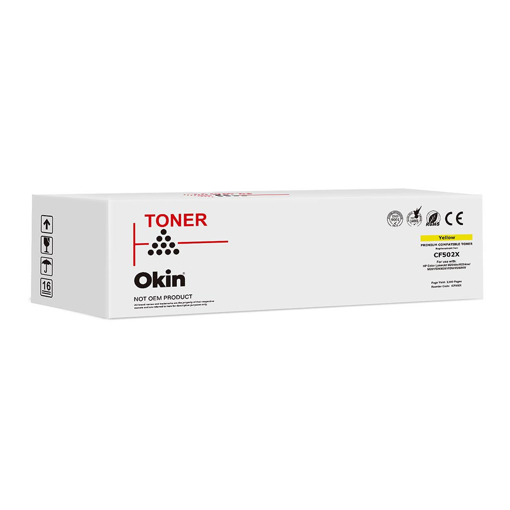 Okin Compatible HP CF502X Toner Cartridge (202X) - Yellow
