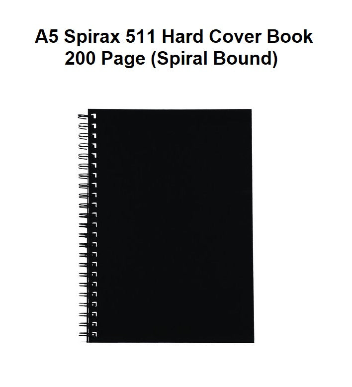 A5 Spirax 511 Hard Cover Book - 200 Page (Spiral Bound)
