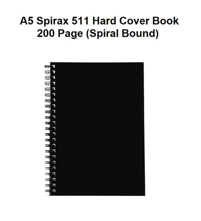 A5 Spirax 511 Hard Cover Book - 200 Page (Spiral Bound)