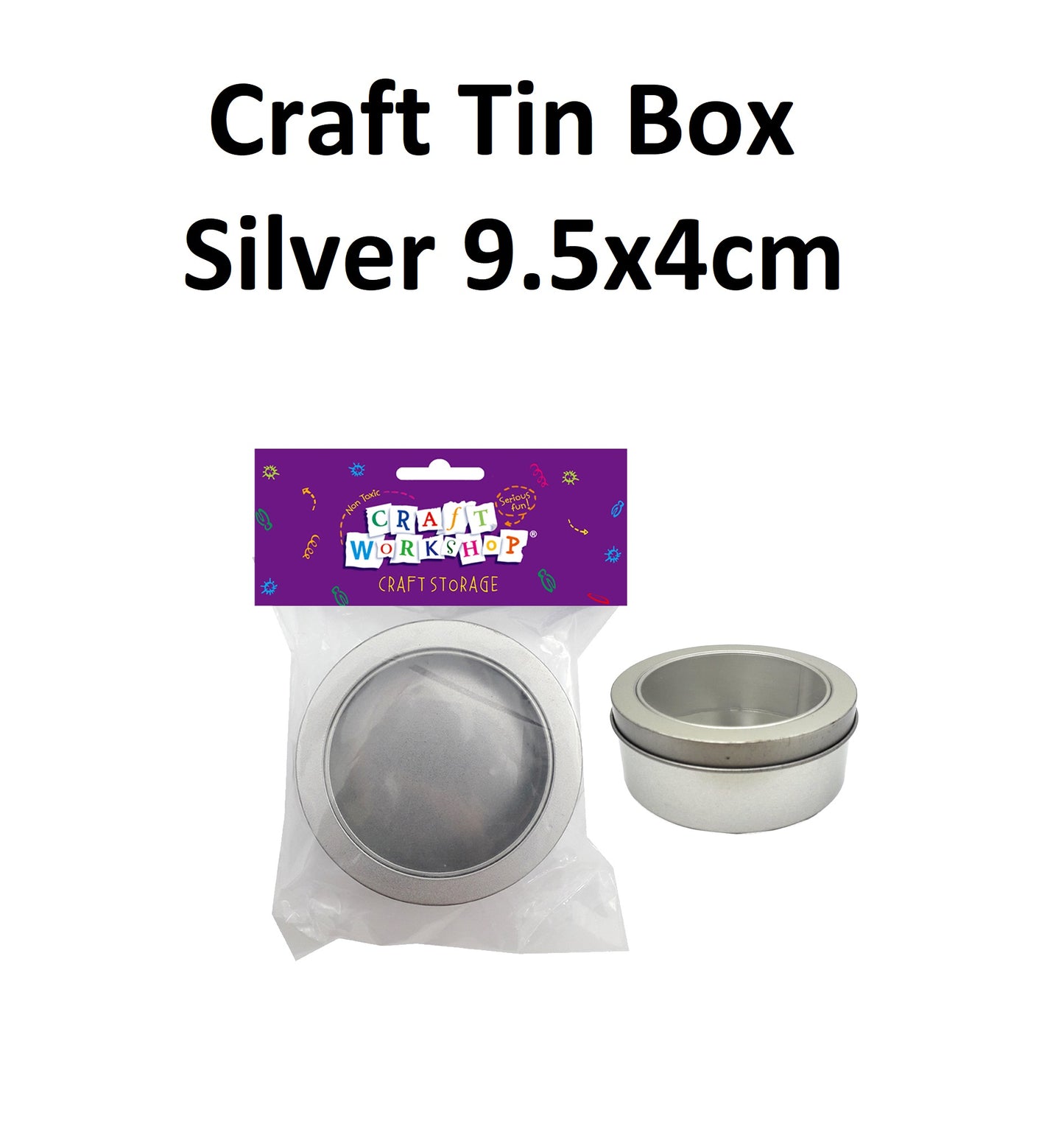 Craft Storage Tin - 95 x 64mm - With Clear Lid