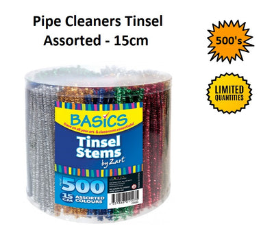 Pipe Cleaners - Metallic Tinsel 15cm (500pcs)