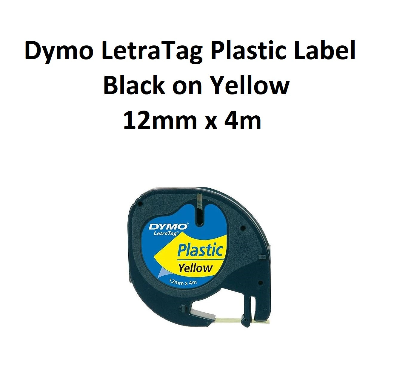 Yellow Plastic - 12mm x 4M Dymo Letratag Label Tape
