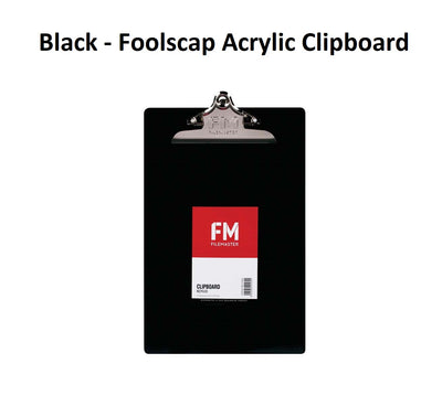 Black - Foolscap Acrylic Clipboard